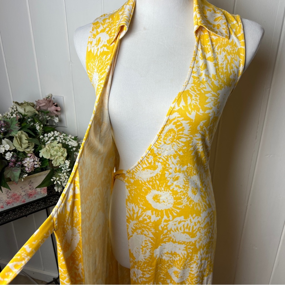 Rare Diane Von Furstenberg Yellow Print Wrap Around 100% Silk Dress - Picture 8 of 11